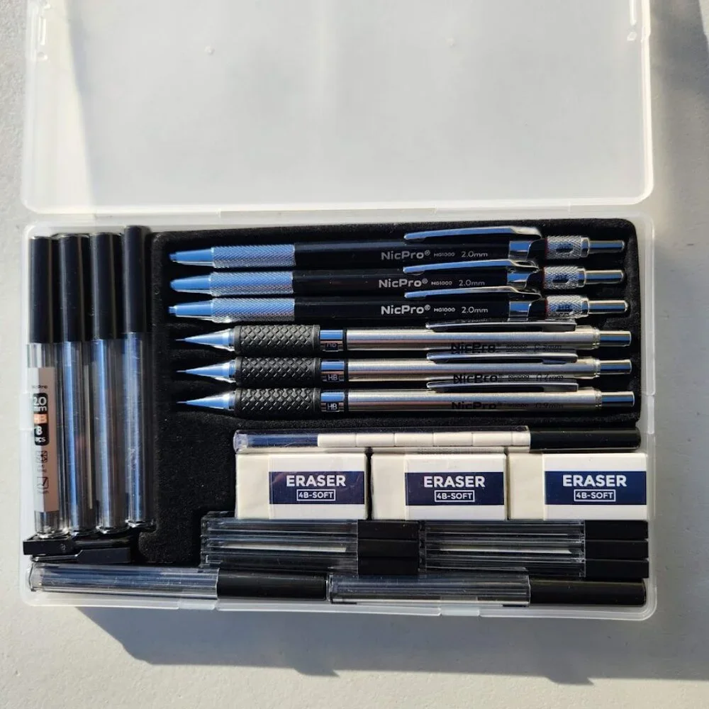 NEW Mechanical Pencil Set Drafting Pencils 0.5 mm & 0.7 mm & 0.9 mm & 3PCS 2mm G